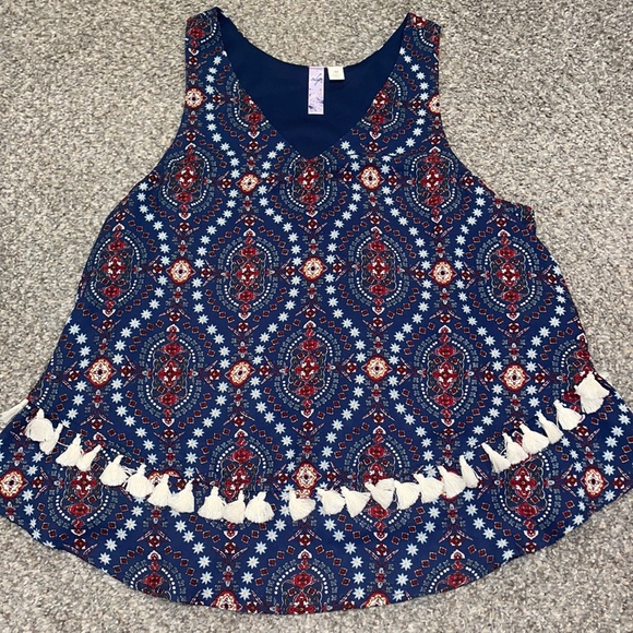 Alya Boho Navy Pattern Tunic Tank Top - Picture 1 of 1